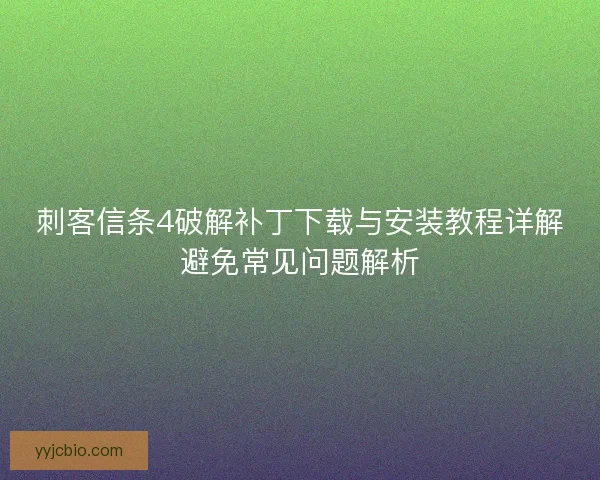 刺客信条4破解补丁下载与安装教程详解避免常见问题解析